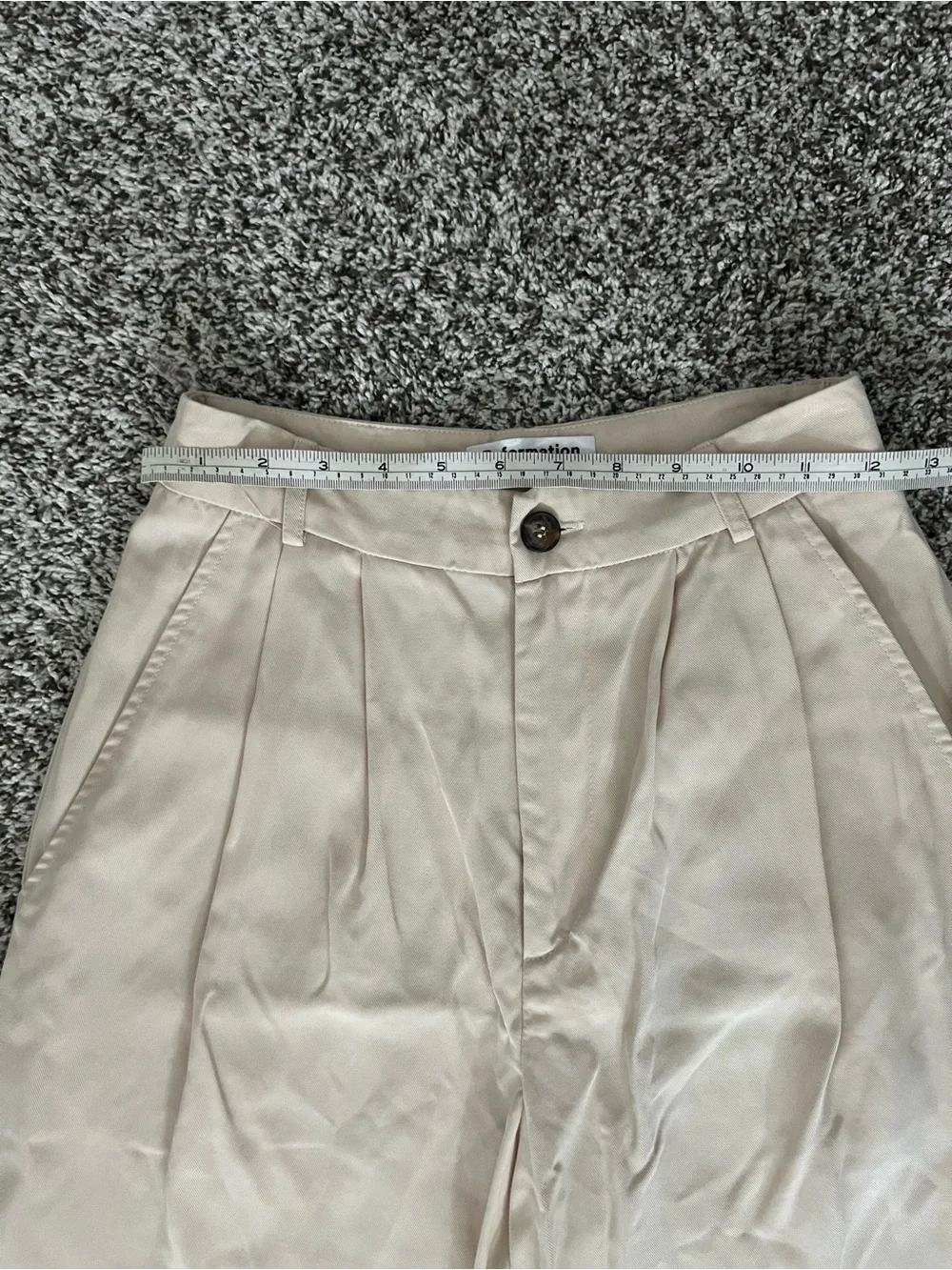 Reformation Mason Pant Oyster 0P Petite Tencel Wide Leg Pleated Trousers